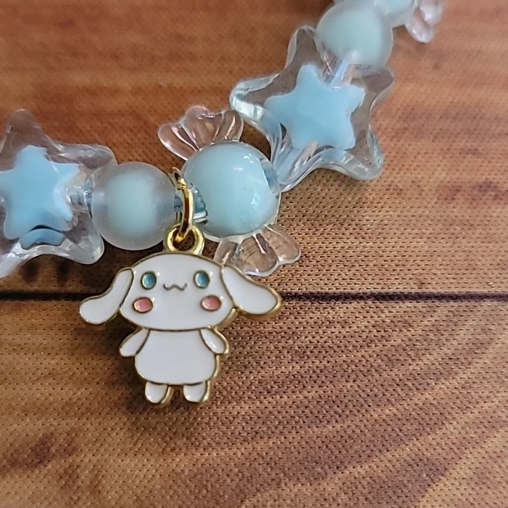 Cinnamoroll Star Candy Wrapper Baby Blue Resin Beaded Charm Elastic Bracelet